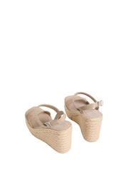 Calvin Klein Cream Leather Espadrille Wedge Sandals - Image 3 of 4