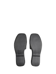 Calvin Klein Black Leather Square Toe Platform Sliders - Image 4 of 4