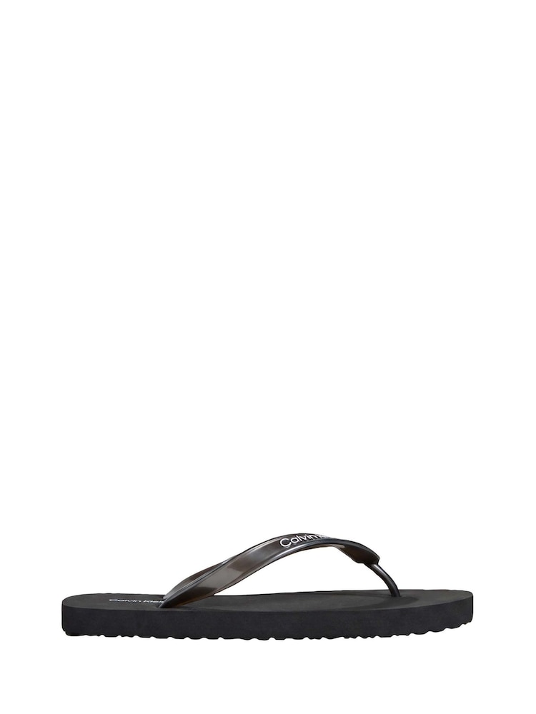 Calvin Klein Black Metallic Pearlised Flip Flops - Image 1 of 5