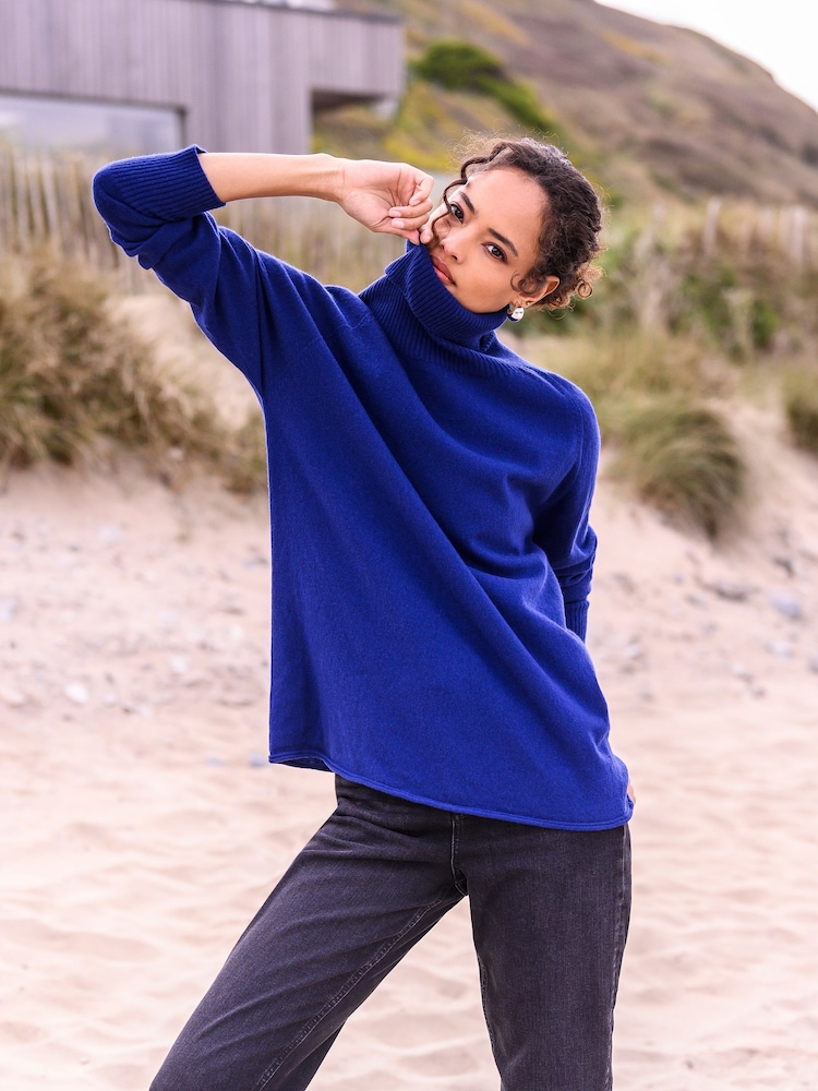 Celtic & Co. Supersoft Slouch Roll Neck Blue Jumper - Image 1 of 1