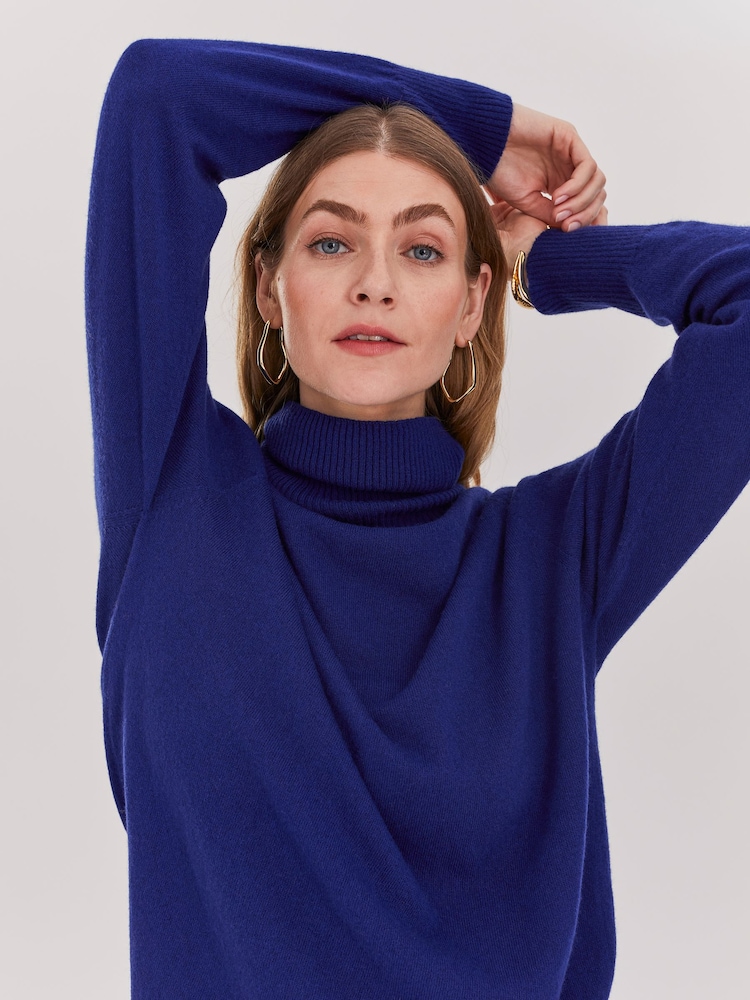 Celtic & Co. Blue Supersoft Slouch Roll Neck Jumper - Image 2 of 6 Celtic & Co. Blue Supersoft Slouch Roll Neck Jumper - Image 2 of 6