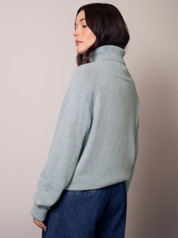 Celtic & Co. Supersoft Slouch Roll Neck Blue Jumper - Imaginea 2 din 7