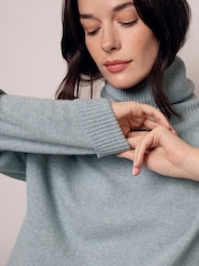 Celtic & Co. Supersoft Slouch Roll Neck Blue Jumper - Imaginea 3 din 7