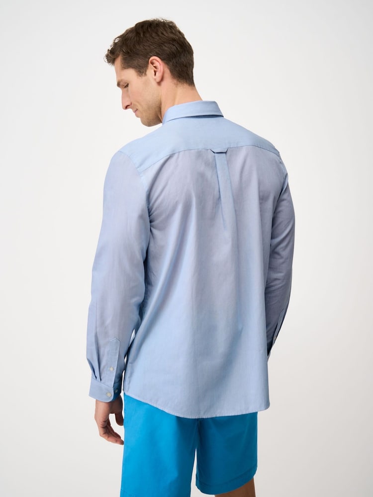 Crew Clothing Blue Classic Fit Micro Stripe Poplin Shirt - Image 2 of 4 Crew Clothing Blue Classic Fit Micro Stripe Poplin Shirt - Image 2 of 4