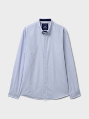 Crew Clothing Blue Classic Fit Micro Stripe Poplin Shirt - Image 4 of 4
