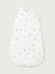 The White Company White Cotton Blend Party Animals & Stripe Reversible Sleeping Bag 2.5 Tog - Image 1 of 1