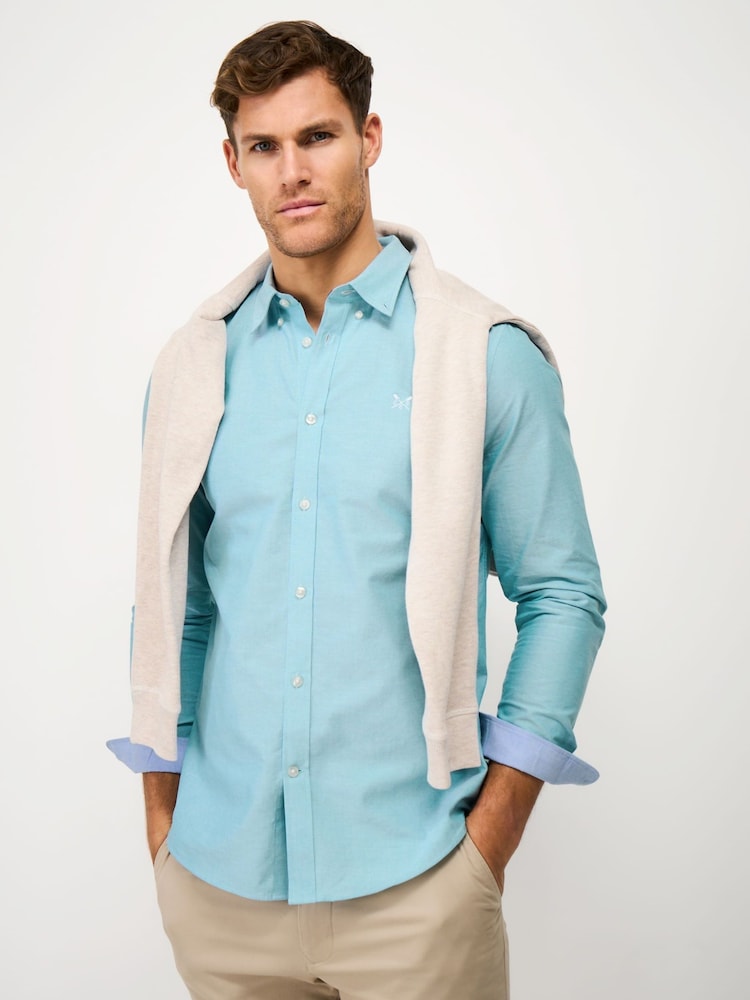 Crew Clothing Blue Slim Fit Cotton Oxford Shirt - Image 1 of 5