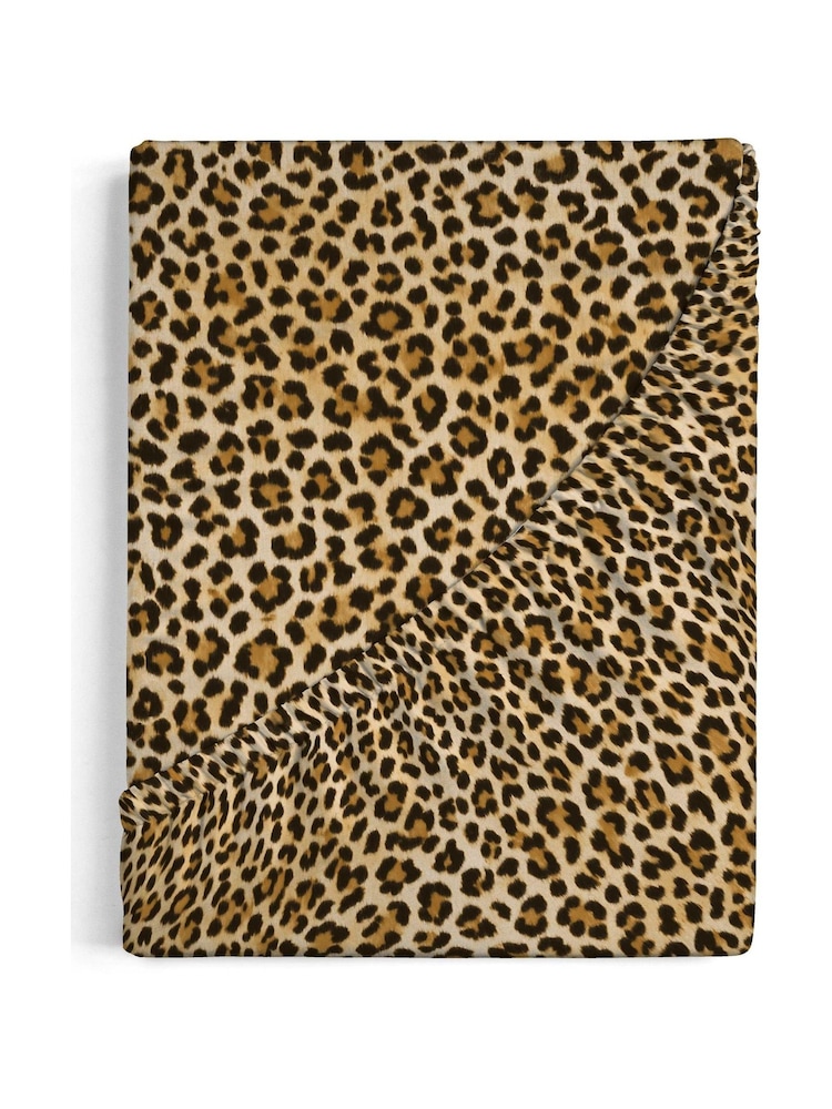 Copenhagen Home Brown Leopard Fitted Sheet - Image 2 of 2