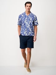 Crew Clothing Blue Linen Blend Revere Shirt - Image 3 of 5