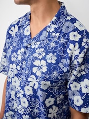 Crew Clothing Blue Linen Blend Revere Shirt - Image 4 of 5