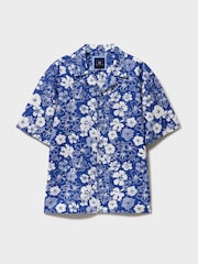 Crew Clothing Blue Linen Blend Revere Shirt - Image 5 of 5