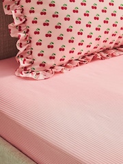 Copenhagen Home Coral Pyjama Stripe Fitted Sheet - Image 1 of 2