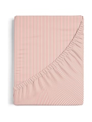 Copenhagen Home Coral Pyjama Stripe Fitted Sheet - Image 2 of 2