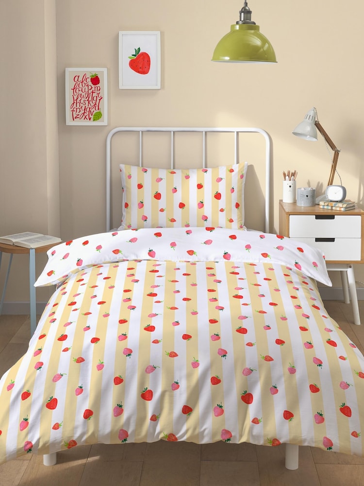 Copenhagen Home Yellow Strawberry Stripe Duvet Cover Set - Image 2 of 2