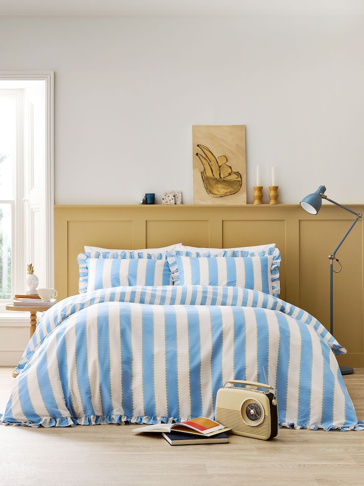 Copenhagen Home Blue Wavy Stripe Duvet Cover Set - Image 1 of 3