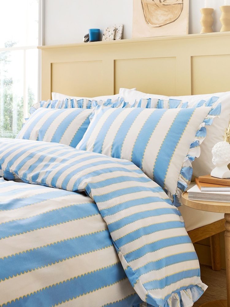 Copenhagen Home Blue Wavy Stripe Duvet Cover Set - Image 2 of 3