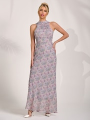 Jolie Moi Purple Halter Neck Maxi Dress - Image 5 of 6