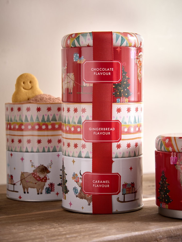 Christmas Hot Chocolate Hamish Trio Stacking Tin Gift Set - Image 1 of 3 Christmas Hot Chocolate Hamish Trio Stacking Tin Gift Set - Image 1 of 3