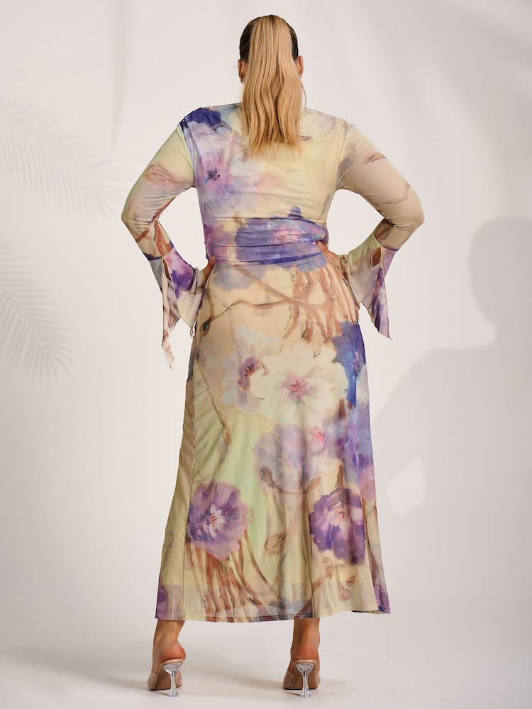 Jolie Moi Long Sleeve Slash Neck Mesh Maxi Dress - Imaginea 2 din 6 Jolie Moi Long Sleeve Slash Neck Mesh Maxi Dress - Imaginea 2 din 6