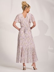 فستان شبكي ماكسي متوسط الطول بقصّة ملفوفة من Jolie Moi - صورة 2 من 6