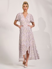 فستان شبكي ماكسي متوسط الطول بقصّة ملفوفة من Jolie Moi - صورة 4 من 6