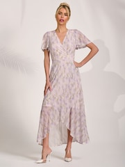 فستان شبكي ماكسي متوسط الطول بقصّة ملفوفة من Jolie Moi - صورة 5 من 6