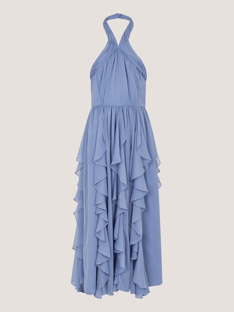 Monsoon Blue Arizona Halter Ruffle Prom Dress - Image 2 of 4