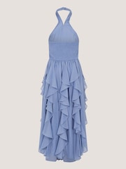 Monsoon Blue Arizona Halter Ruffle Prom Dress - Image 3 of 4