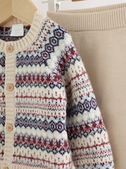 Neutral Fairisle Knitted Cardigan and Legging Baby Set (0mths-2yrs) - Image 7 of 13