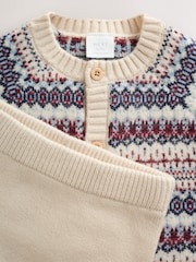 Neutral Fairisle Knitted Cardigan and Legging Baby Set (0mths-2yrs) - Image 8 of 13