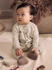 Neutral Transport Knitted Cardigan and Legging Baby Set (0mths-2yrs) - Image 1 of 13