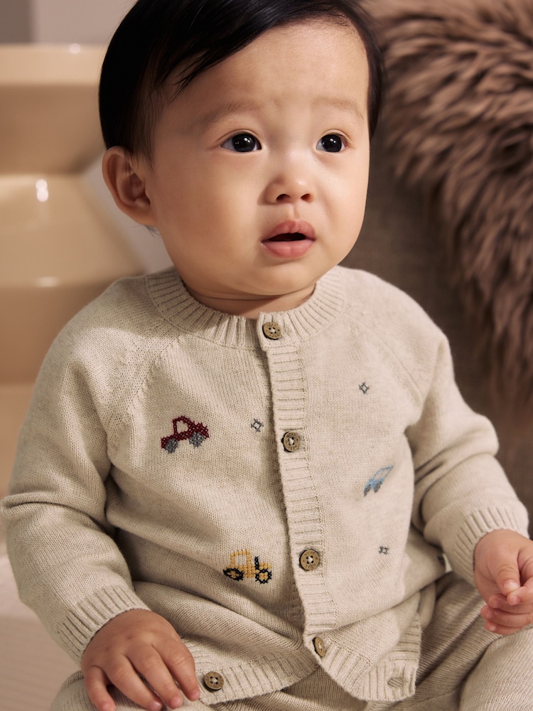 Neutral Transport Knitted Cardigan and Legging Baby Set (0mths-2yrs) - Image 2 of 13 Neutral Transport Knitted Cardigan and Legging Baby Set (0mths-2yrs) - Image 2 of 13