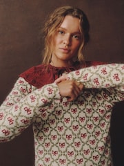 Laura Ashley Ecru Bow Knitted Jumper - Image 2 of 5