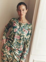 Laura Ashley Pink/Green Lichendale Jersey Twosie Pyjamas - Image 2 of 13