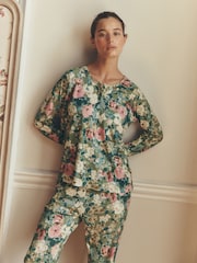 Laura Ashley Pink/Green Lichendale Jersey Twosie Pyjamas - Image 3 of 13