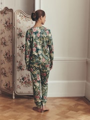 Laura Ashley Pink/Green Lichendale Jersey Twosie Pyjamas - Image 4 of 13