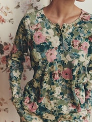 Laura Ashley Pink/Green Lichendale Jersey Twosie Pyjamas - Image 5 of 13