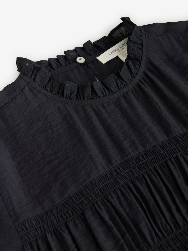 Negro - Laura Ashley Shirred Long Sleeve Blouse - Imagen 8 de 8 Negro - Laura Ashley Shirred Long Sleeve Blouse - Imagen 8 de 8
