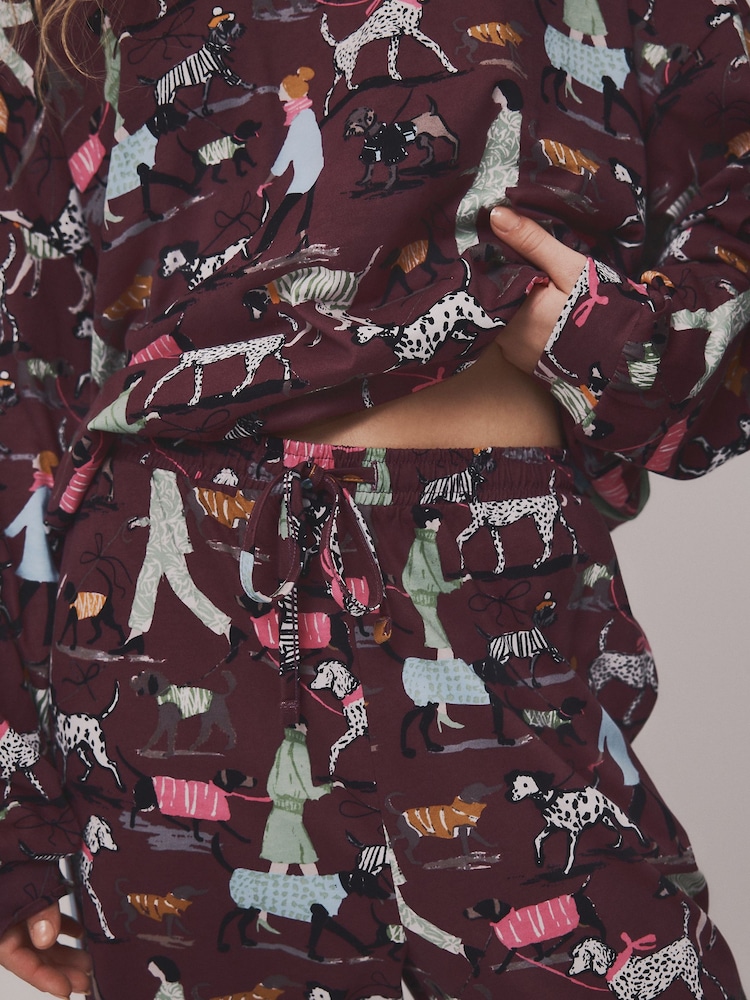 Burgundy Red Dogs Long Sleeve Pyjamas - Image 6 of 6 Burgundy Red Dogs Long Sleeve Pyjamas - Image 6 of 6