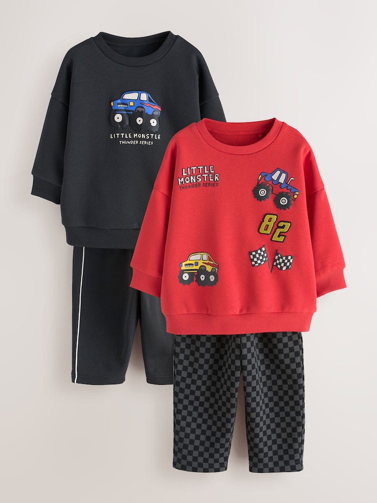 Red Crew Neck Joggers Set 4 Piece (3mths-7yrs) - Image 1 of 7