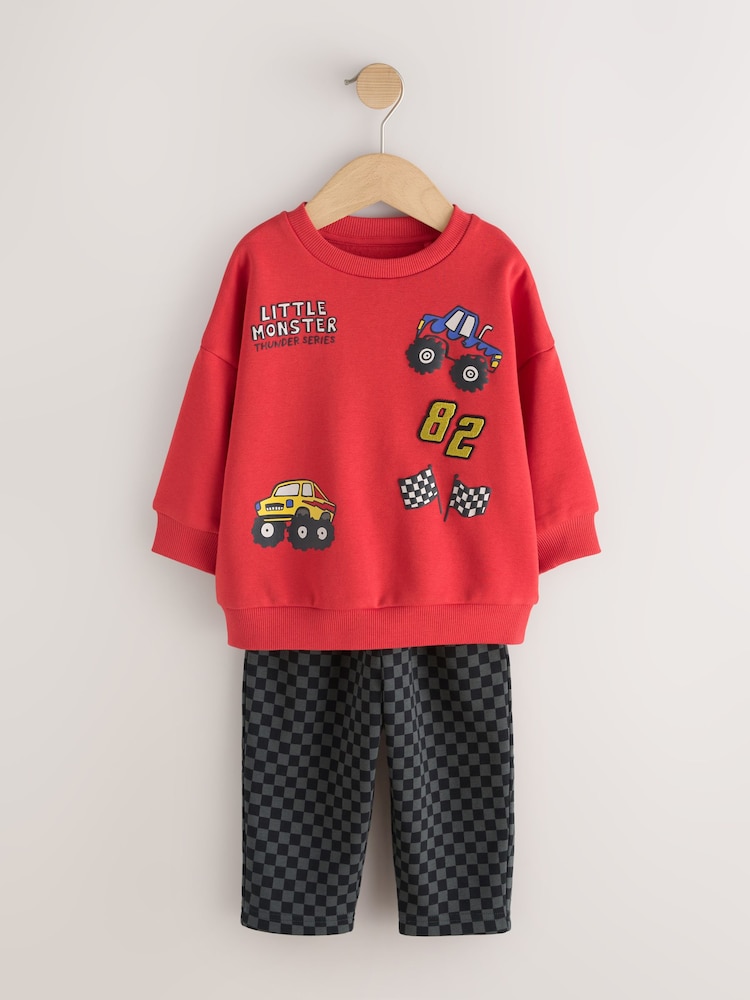 Red Crew Neck Joggers Set 4 Piece (3mths-7yrs) - Image 2 of 7