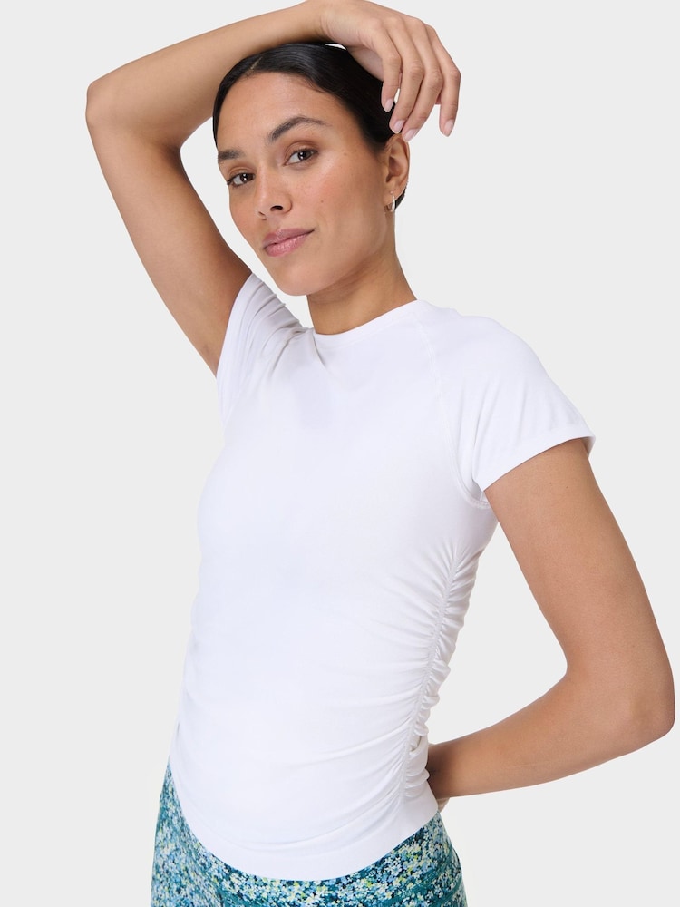 Sweaty Betty White Athlete Crop Seamless Ruched T-Shirt - Image 1 of 7 Sweaty Betty White Athlete Crop Seamless Ruched T-Shirt - Image 1 of 7
