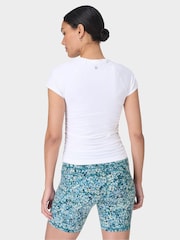 Sweaty Betty White Athlete Crop Seamless Ruched T-Shirt - Image 3 of 7