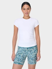 Sweaty Betty White Athlete Crop Seamless Ruched T-Shirt - Image 4 of 7