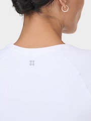 Sweaty Betty White Athlete Crop Seamless Ruched T-Shirt - Image 6 of 7