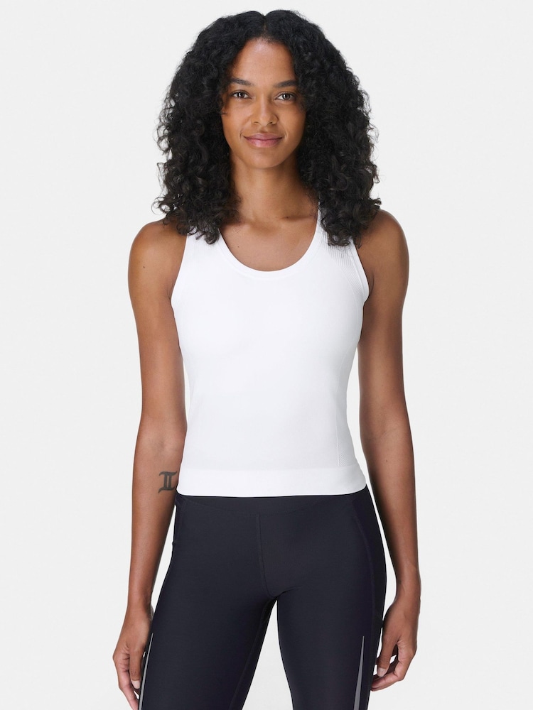 Sweaty Betty White Athlete Crop Seamless Workout Tank Top - Image 1 of 7
