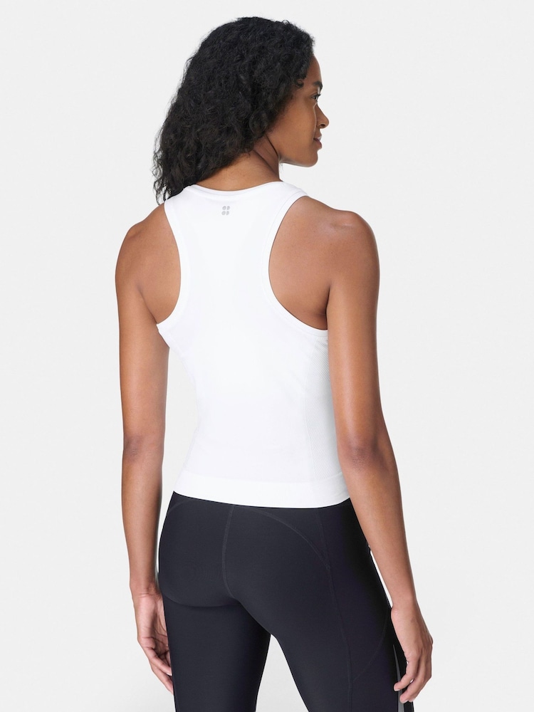 Sweaty Betty White Athlete Crop Seamless Workout Tank Top - Image 2 of 7