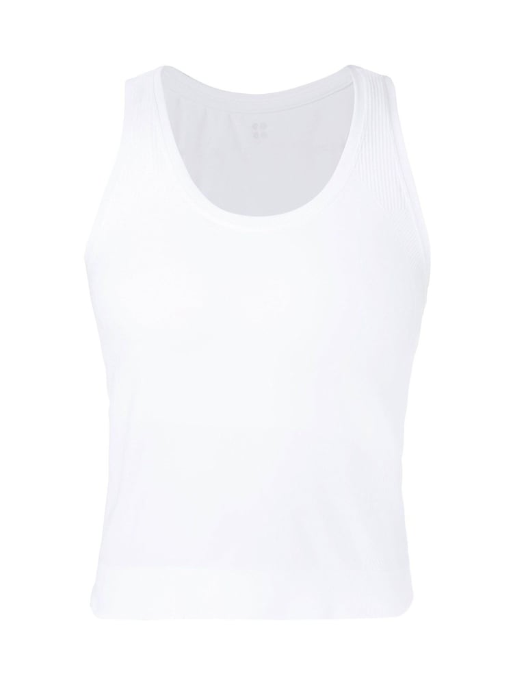 Sweaty Betty White Athlete Crop Seamless Workout Tank Top - Image 7 of 7