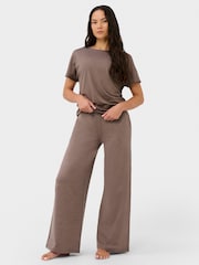Sweaty Betty Brown Unwind 32" Pleated Wide Leg Trousers - Image 2 of 7