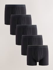 Sort taljebånd med tip - 5 Pakke - A-Front Cotton Rich Boxers - Billede 1 af 10
